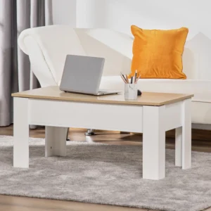 HOMCOM White Lift-Top Coffee Table with Storage