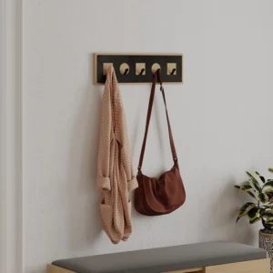 Modern Oak Wall Coat Hanger with 5 Hooks