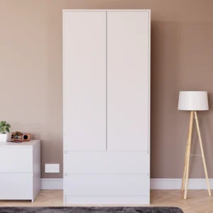 Denver 2 Door Wardrobe with Drawers – White