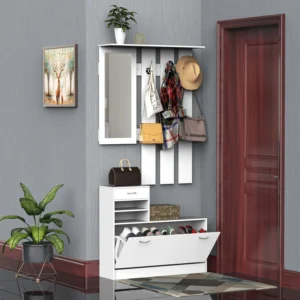 HOMCOM 3-in-1 Entryway Shoe Storage Unit – White